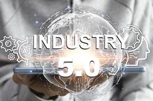 The concept of using artificial intelligence to control the system, industry using artificial intelligence,industry 5.0 photo