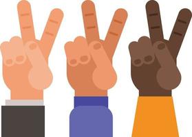 Vector Image Of Three Hands Showing Victory Sign With Fingers