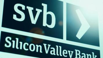 Brands logo of Silicon Valley Bank on digital monitor. photo