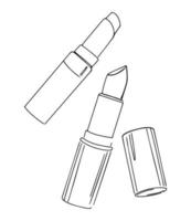 Hand drawn lipstick in line art style. Vector illustration.