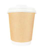 Brown craft paper coffee cup to go isolated transparent background. Stock photo png