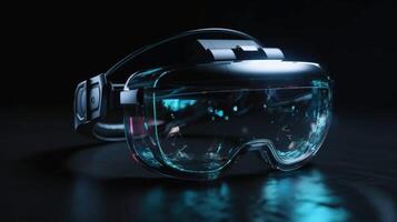 Sleek Virtual Reality Goggles, Striking Black Backdrop, VR Headset photo
