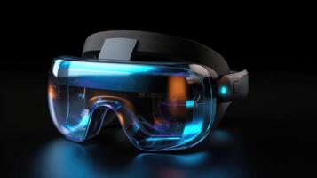 Sleek Virtual Reality Goggles, Striking Black Backdrop, VR Headset photo