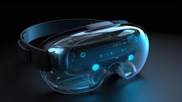 Sleek Virtual Reality Goggles, Striking Black Backdrop, VR Headset photo