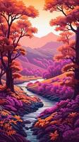 Paper cut artwork for a landscape with mountains and the sun, in the style of yellow and violet, realistic yet stylized, spherical sculptures, warm color palettes. photo