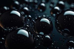 Abstract dark floating motion bubbles 3d illustration background. photo