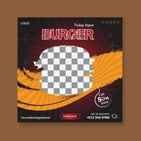 Super Delicious Burger Flyer Design, Red background. vector