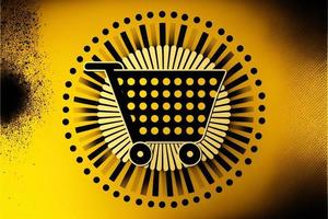 Background with shopping cart icon, sales concept. AI photo