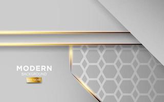 modern silver grey abstract background with golden line. Realistic light effect on textured grey Pentagon background vector