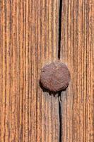 A nail hammered into wood photo