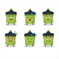 Cartoon character of green highlighter with sleepy expression vector