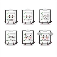 Clipboard with checklist cartoon character with various angry expressions vector