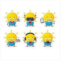 Lamp ideas cartoon character are playing games with various cute emoticons vector