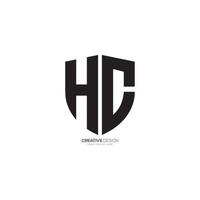 Modern letter H C with shield shape security business logo vector