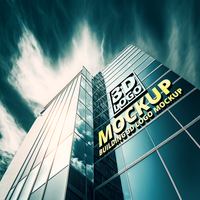 3D LOGO MOCKUP ON BUILDING GLASS psd