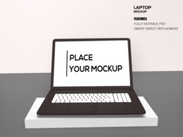 Realistic laptop mockup with blank screen isolated on nice background psd