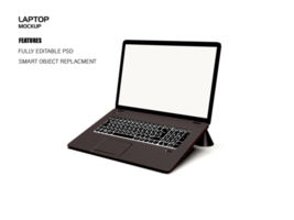 realista ordenador portátil Bosquejo con blanco pantalla aislado en bonito antecedentes psd