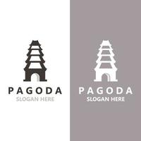 Pagoda culture logo vintage design illustration, temple heritage building vector