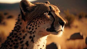 Cheetah Portrait in the morning sun in savannah. . photo