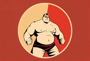 sumo wrestler on a red background. big fighting man. photo