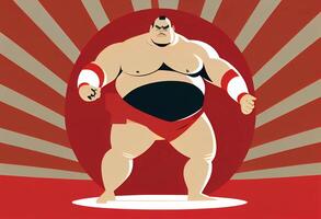 sumo wrestler on a red background. big fighting man. photo