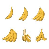 set of banana isolated white background vector