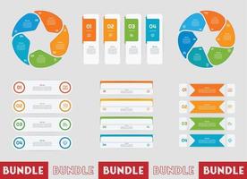 Infographic bundle set with 4, 5, 6 steps, options or processes for workflow layout, diagram, annual report, presentation and web design. vector