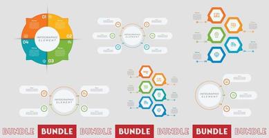 Infographic bundle set with 3 4 5 6 steps, options or processes for workflow layout, diagram, annual report, presentation and web design. vector