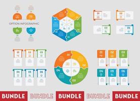 Infographic bundle set with 4 6 steps, options or processes for workflow layout, diagram, annual report, presentation and web design. vector