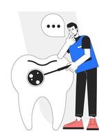 Regular dental check up flat line concept vector spot illustration. Dentist appointment 2D cartoon character on white for web UI design. Editable hero image for website landings, mobile headers