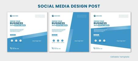 Set of Editable Social Media Design Post in Blue Theme. Suitable for post, build brand, promotions business product, company, brand, ads, advertisement, etc. vector