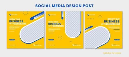 conjunto de editable social medios de comunicación diseño modelo en combinar amarillo y azul color. adecuado para correo, promoción tu negocio, compañía, anuncios, anuncio publicitario, bandera, educación, escuela, etc vector