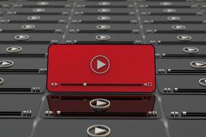 Red media player a youtube interface concept. 3d render photo