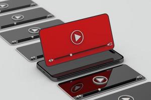 Video Player for smartphone. 3d render photo