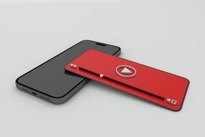 3d interfaz vídeo jugador un rojo multimedia concepto para nuevo teléfono foto