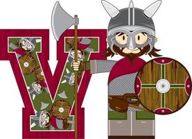 V is for Viking Alphabet Learning Educational Illustration vector