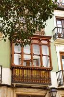 antique windows in buildings in the old town of Saragossa, Spain photo