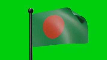 angladesh acenando bandeira 3d render video