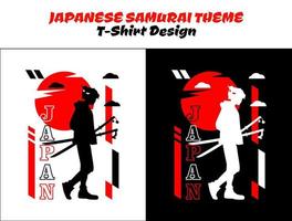 Urban samurai with tree. Silhouette japan samurai vector for design t-shirt concept. Samurai with red moon. Samurai Vector Illustration. streetwear theme tshirt.  Keywords languag