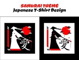 silueta Japón samurai vector para diseño camiseta concepto. urbano samurai con sangre. samurai con rojo Luna camiseta diseño. samurai vector ilustración. ropa de calle tema camiseta.