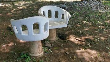 Artfully curved stone bench in city park Playa del Carmen. video