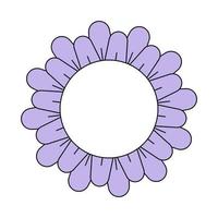 Vintage groovy chamomile. Hippie daisy. Hippy movement style flower head. Retro cartoon plant nostalgia and charm. Trendy y2k funky floral pop element. Isolated vector eps element