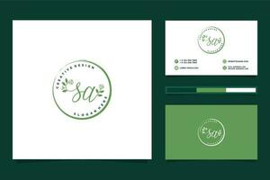 Initial SA Feminine logo collections and business card template Premium Vector