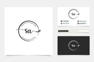 Initial SA Feminine logo collections and business card template Premium Vector