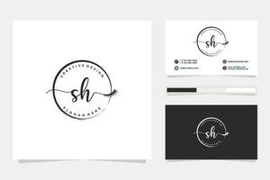 Initial SH Feminine logo collections and business card template Premium Vector