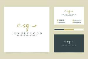 Initial SG Feminine logo collections and business card template Premium Vector