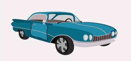 Vector isolated illustration of blue retro car.
