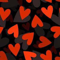 Vector seamless abstract pattern with hearts on black background.