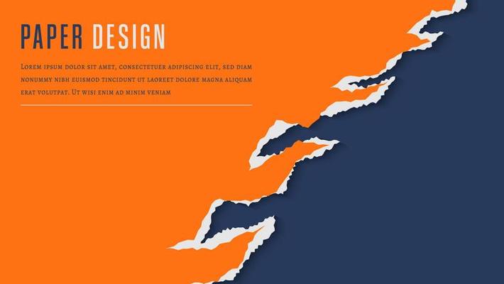 Abstract Orange Paper Torn In Dark Background Design