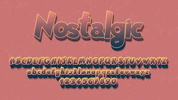 3d Word Nostalgic Editable Text Effect Design Template vector